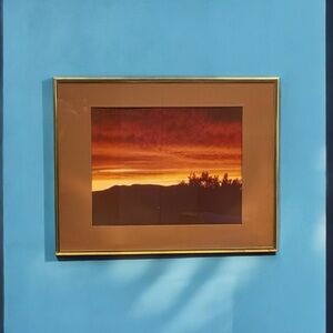 SOUTHWEST Desert Sunset Original Photograph Gold Metal Frame 80’s Vintage